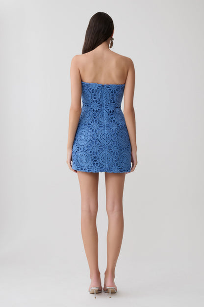 Stasia Strapless Crochet Mini Dress - Periwinkle
