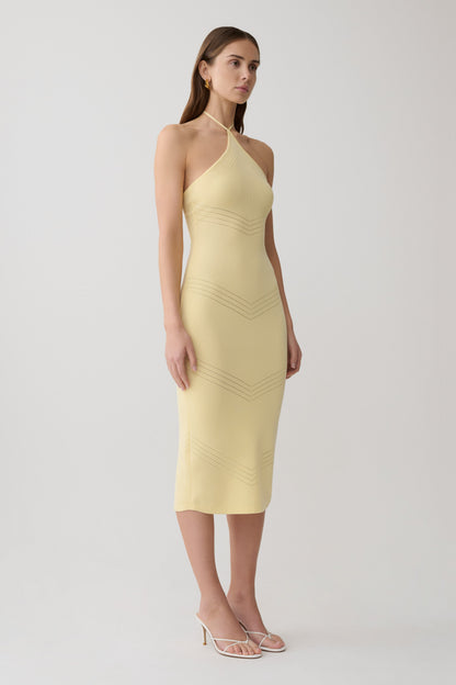 Penny Pointelle Midi Dress - Lemon