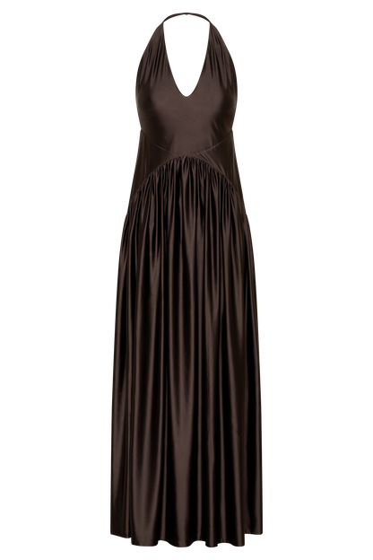 Cypress Halter Maxi Dress - Chocolate