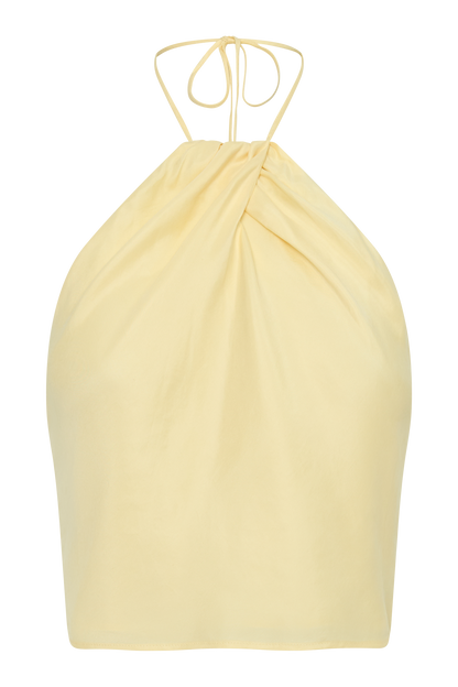 Juliana Cupro Halter Sleeveless Top - Butter