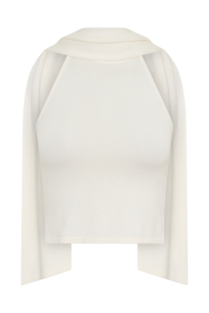 Misty Halter Backless Knit Top - Ivory