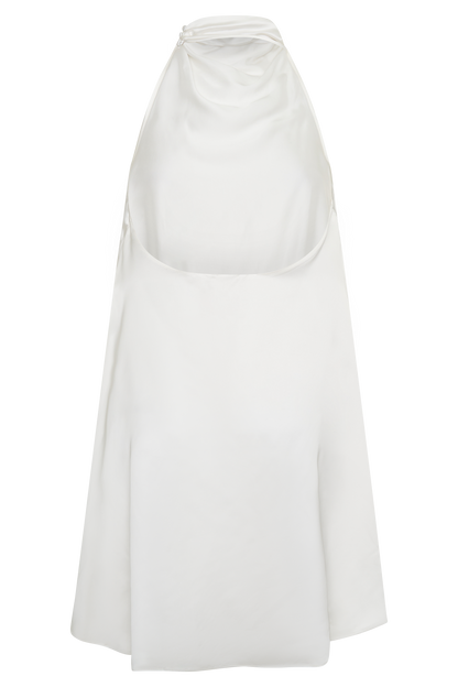 Sydney Asymmetrical Satin Halter Mini Dress - Ivory